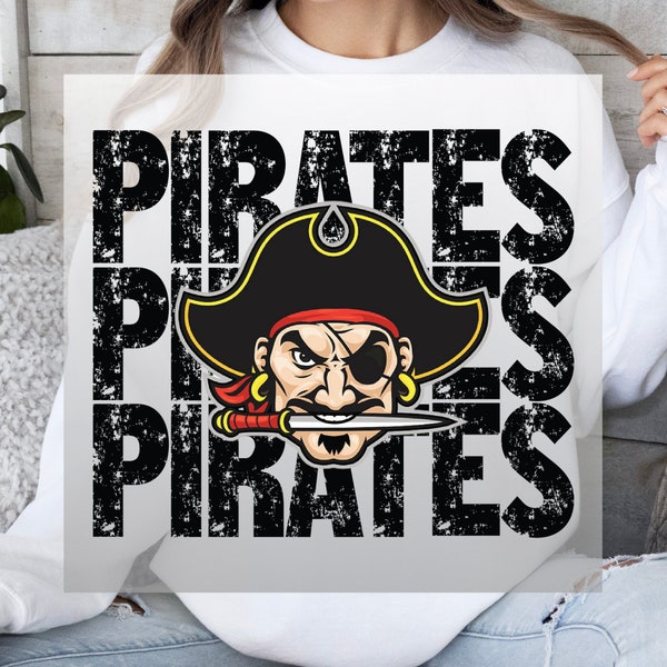 Pirates Pirates Pirates DTF Print Pirate Themed DTF Transfer Pirates Team Sports Logo Soccer Sports Heat Transfers for School Sports Designs