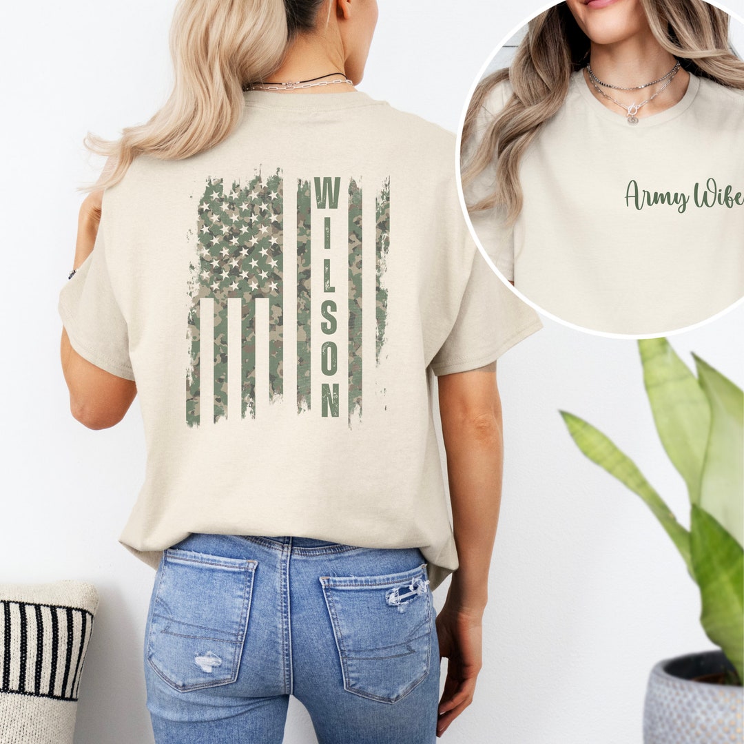 Personalized Army Shirts for Army Families With Custom Last Name Camo