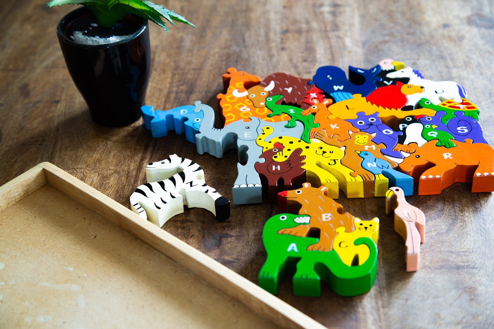 Alphabet Zoo Handcrafted Wooden Jigsaw Puzzle & Play Set Eco | Etsy