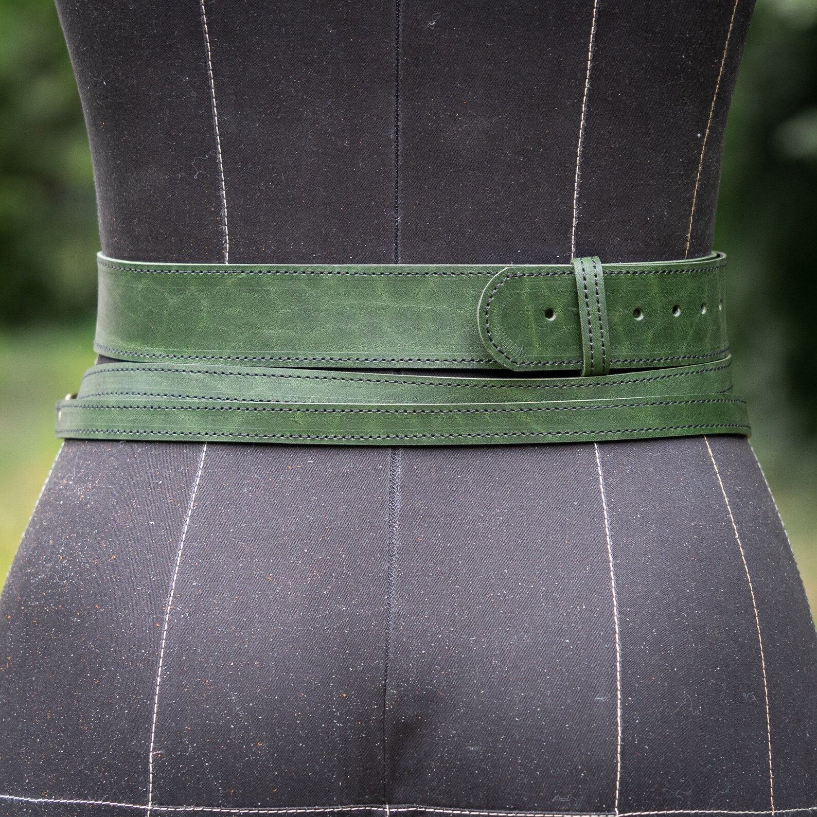 Leather belt Wide belt Woman belt Green leather belt Double Etsy