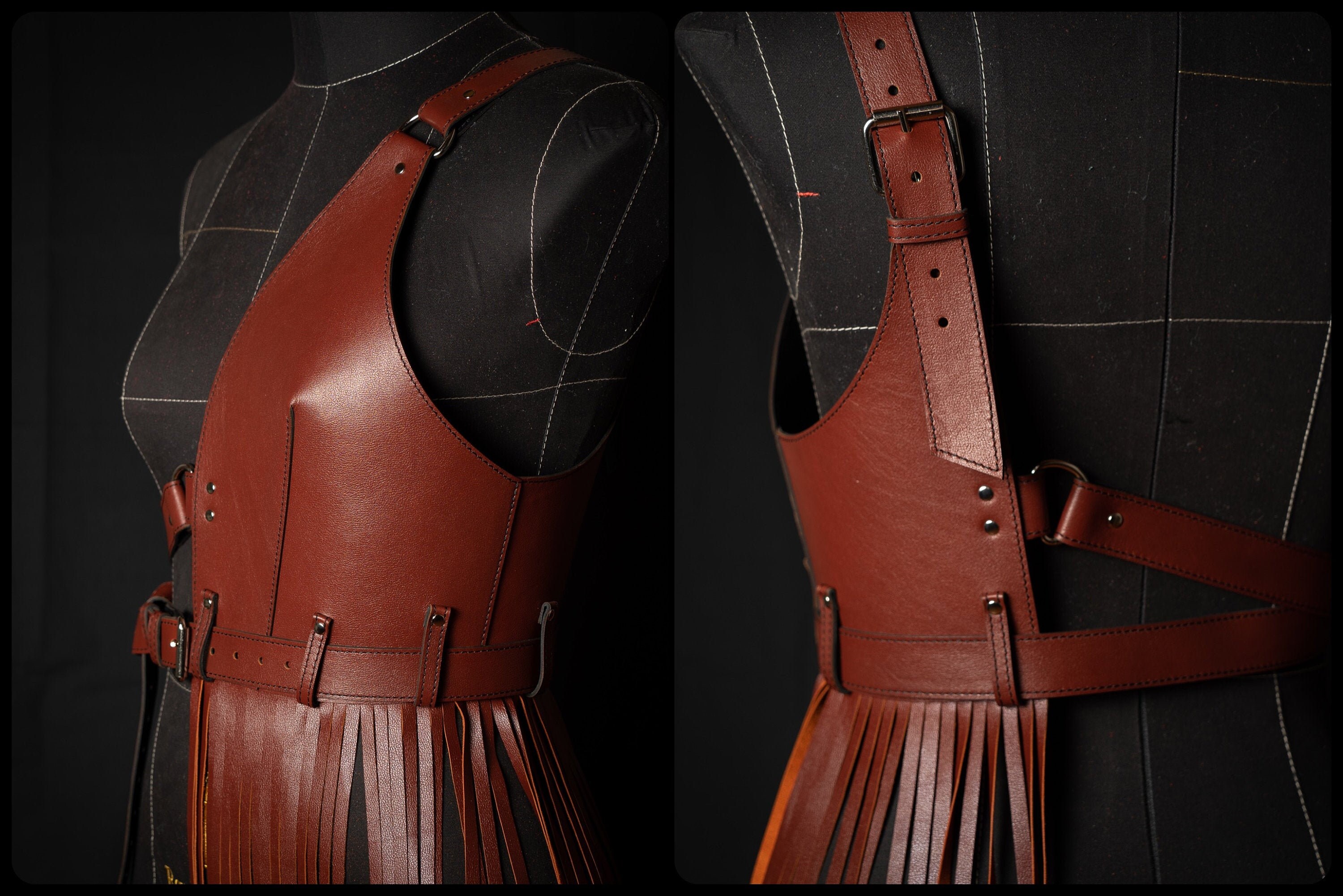 Chest harness brown leather harness women leather harness Etsy