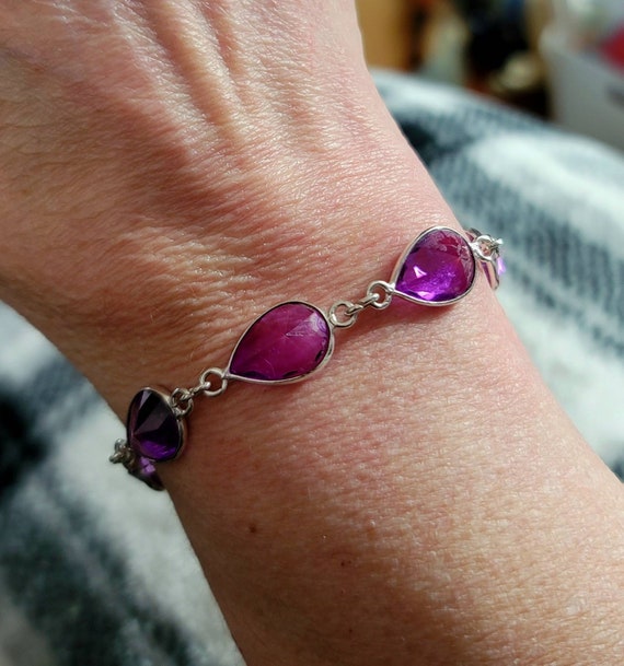 Amethyst and sterling silver bracelet