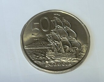 1968 New Zealand 50 cent Endeavor Coin