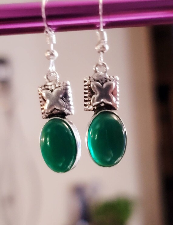 Jade & Silver Dangle Earrings. So pretty.