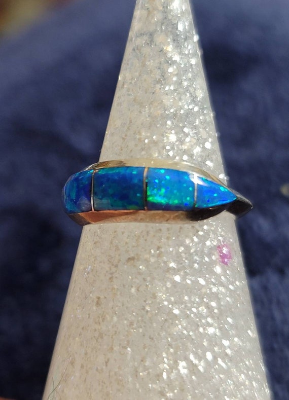 Sterling Silver and Blue Opal Band