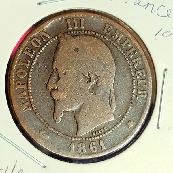 1861 A France Napoleon III 10 centimes