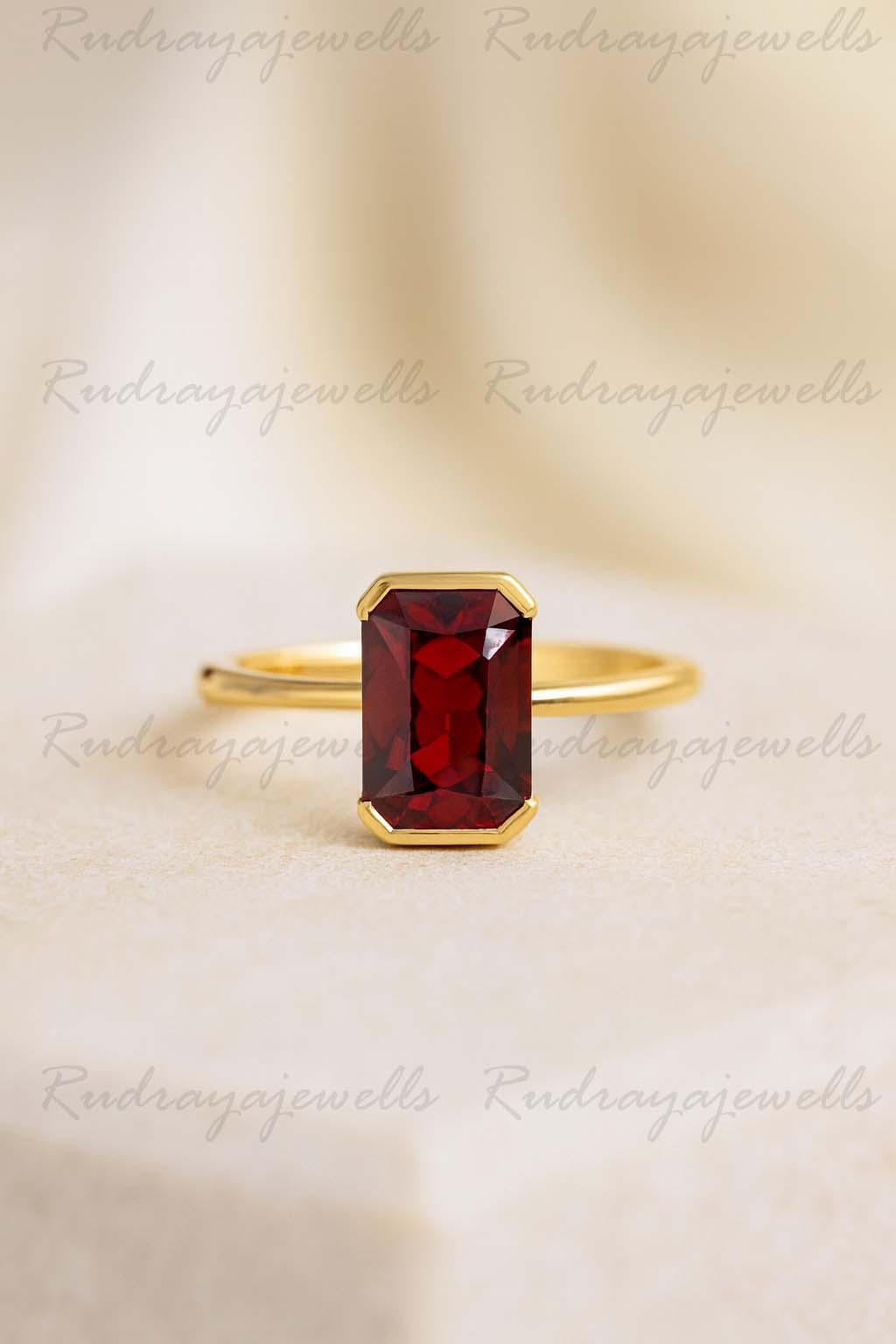 2ct Garnet Ring - Etsy Australia Hessonite Garnet 2.60ct Solid 18K Gold Ring main image 2