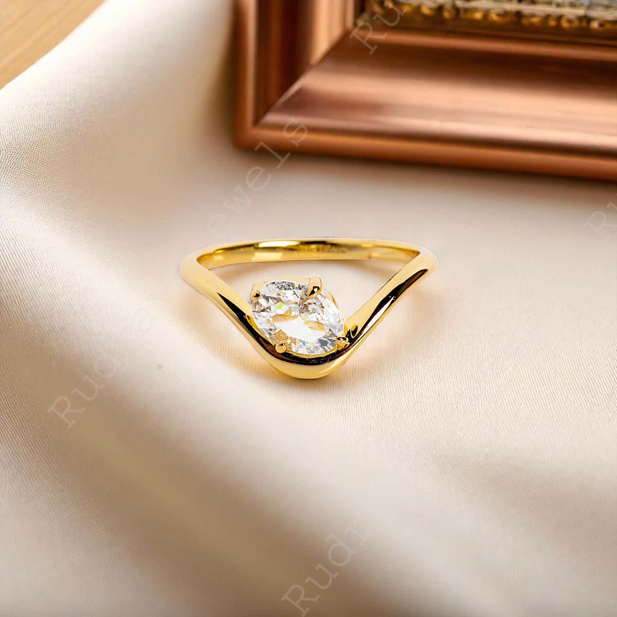 Bague Alliance Moissanite 1,30 Ct Plaqué Or Jaune 14k - Taille Ajustable - Neuf