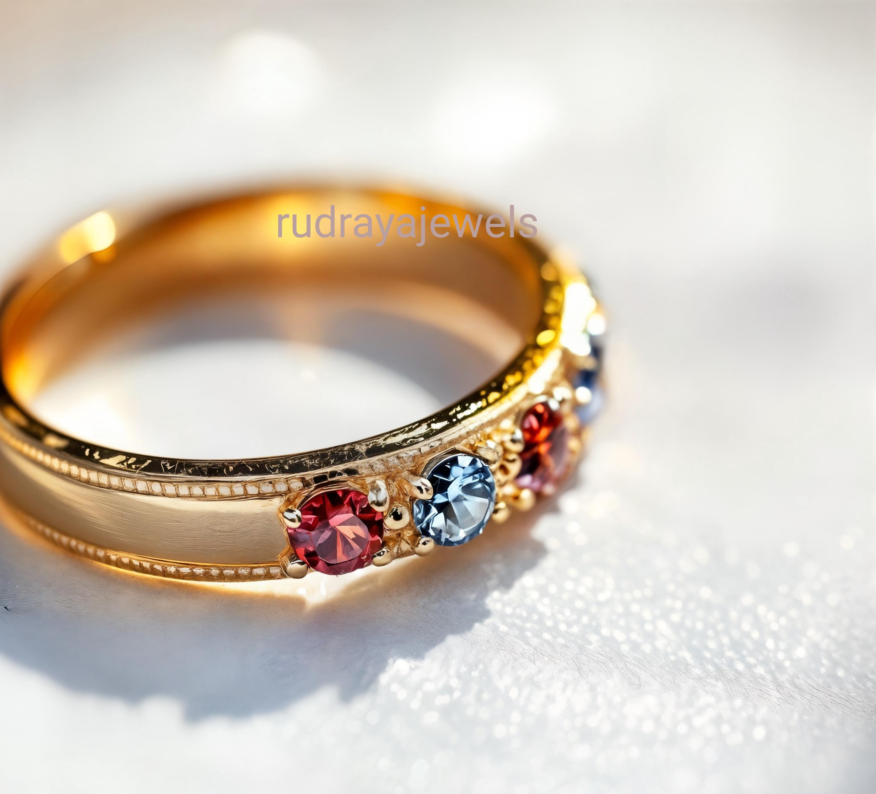 Family Ring with Birthstone, Mothers Birthstone Band Ring, Dainty Multi Birthstone Ring, Mini Birthstone Ring, Stacking Ring, Gift for love