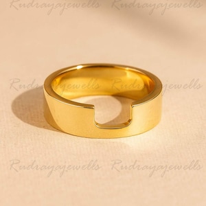 シガーバンドリング 14Kゴールド 5mm幅 カットアウト ステートメントリング ユニークなウェディング&スタッキングラグジュアリーギフト 彼女への痛みバンド、シンプルバンド、記念日