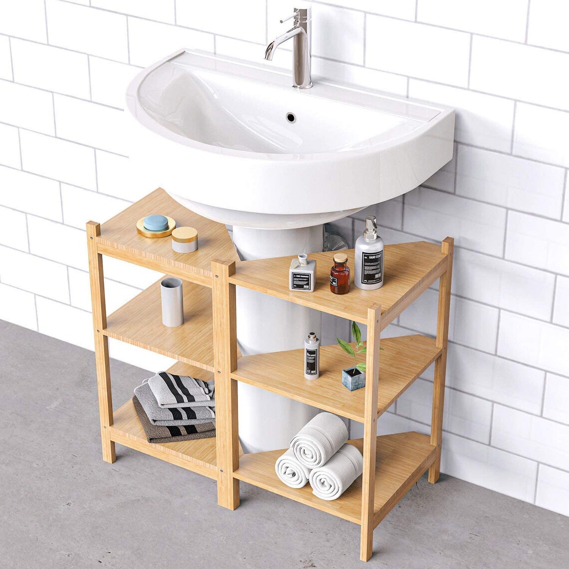 3 Tier Corner Shelf Bamboo Shower Corner Shelves Free Etsy