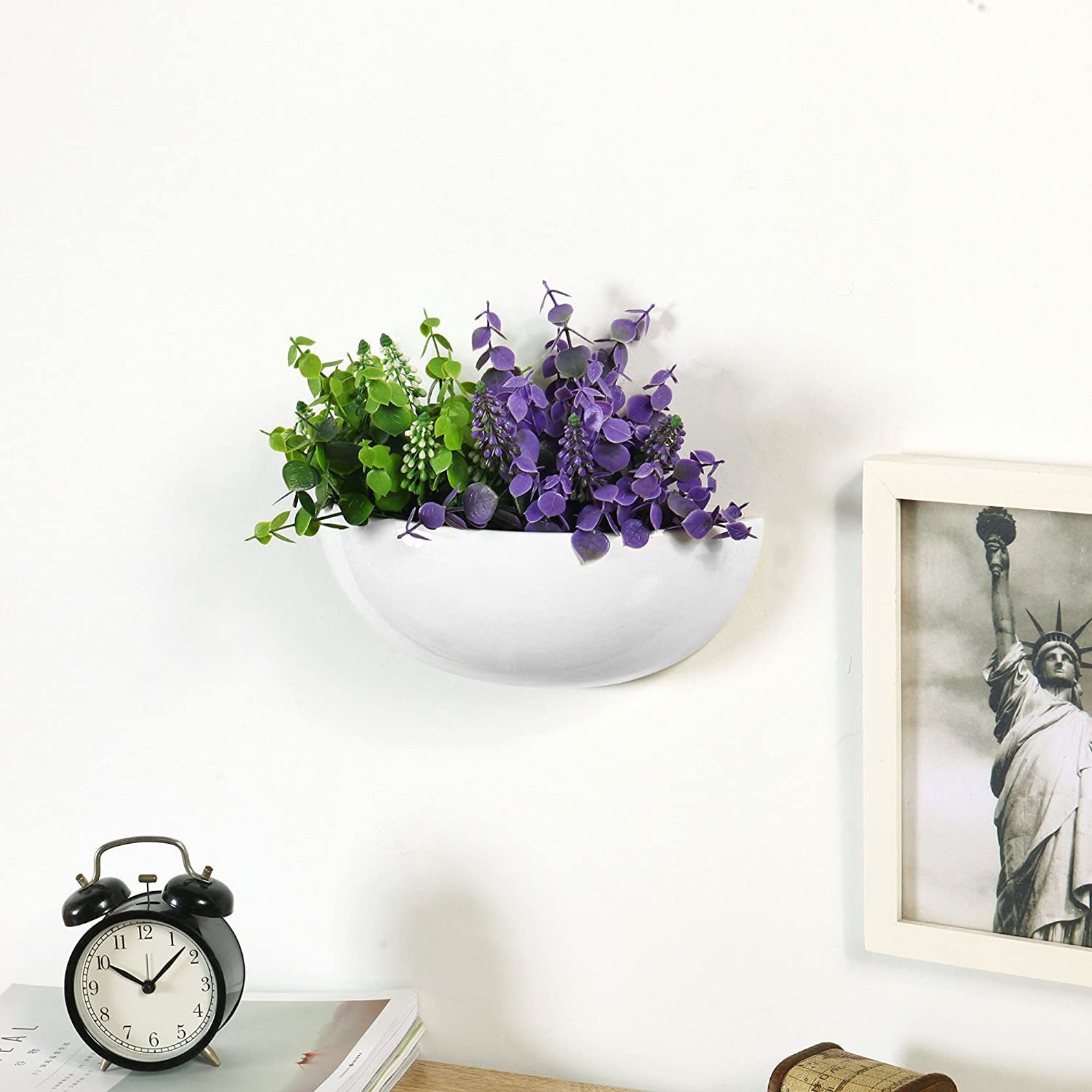 12Inch Ceramic HalfMoon Wall Mounted Flower Planter Vase Etsy