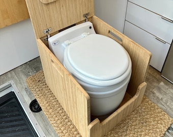 Laveo Dry Flush Portable Waterless Toilet Bamboo Lift top Cabinet Flat Pack Kit