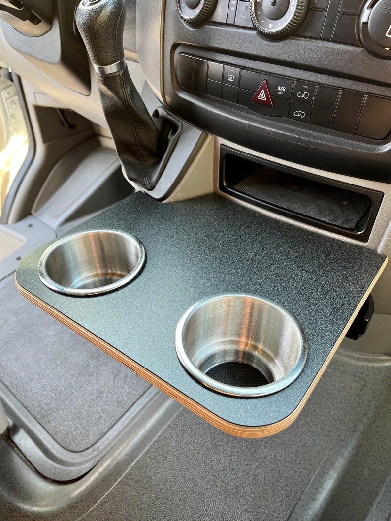 Mercedes-Benz Sprinter Cup Holder Accessories NCV3 06-18 Snack Tray Phone Table Stainless Camper Van Charcoal Matrix