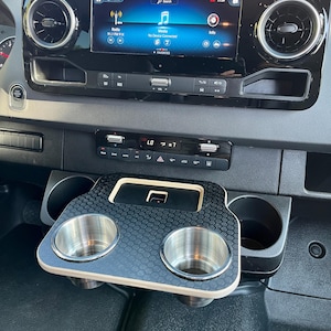 Mercedes-Benz Sprinter Black Hex Cup Holder VS30 19-Current Snack Tray Phone Table Stainless Camper Van