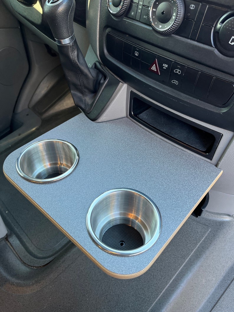 Mercedes-Benz Sprinter Cup Holder Accessories NCV3 06-18 Snack Tray Phone Table Stainless Camper Van Phantom Grey Matrix