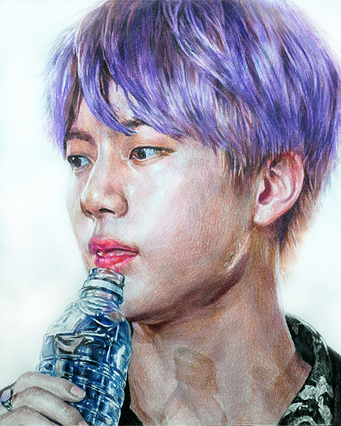 Bts Jin colored pencil drawing Print from original fan art Etsy