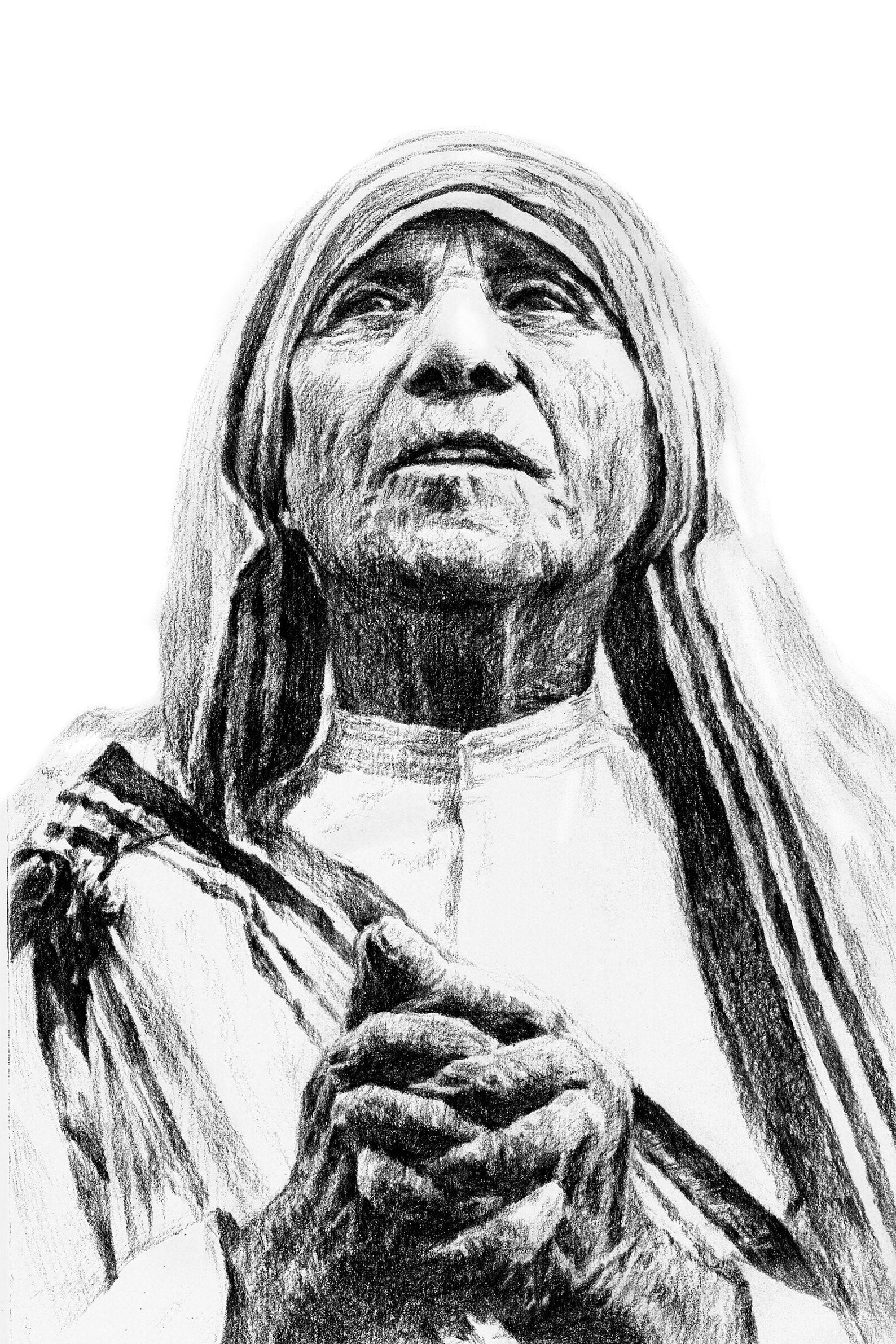 Mother Teresa Pencildrawing Religious Teresa Artwork Etsy