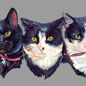 2 Pets: Halfbody Custom Digital Pet Portrait