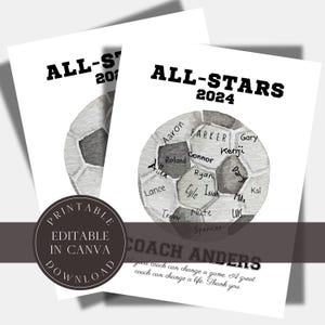 Editable Coach Appreciation Gift Soccer Coach Thank You Card Soccer Printable Sign Custom  Template Team Soccer Awards