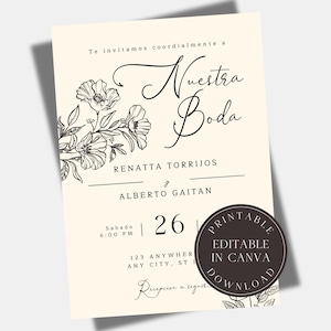 Invitaciones De Boda en Español Invitaciones Para Editar en Imprimir Spaanse huwelijksuitnodiging Spaanse feestuitnodiging
