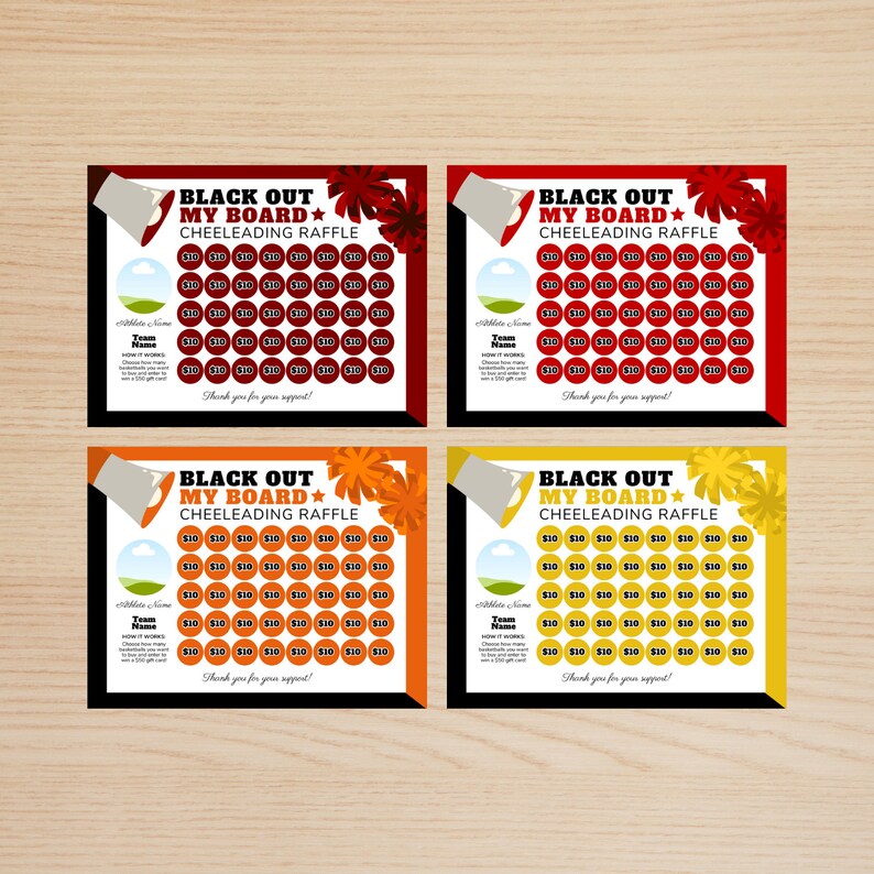 Charity Raffle Grid Cheerleading Raffle Board Fundraiser, Pick a Date Team Donation ...