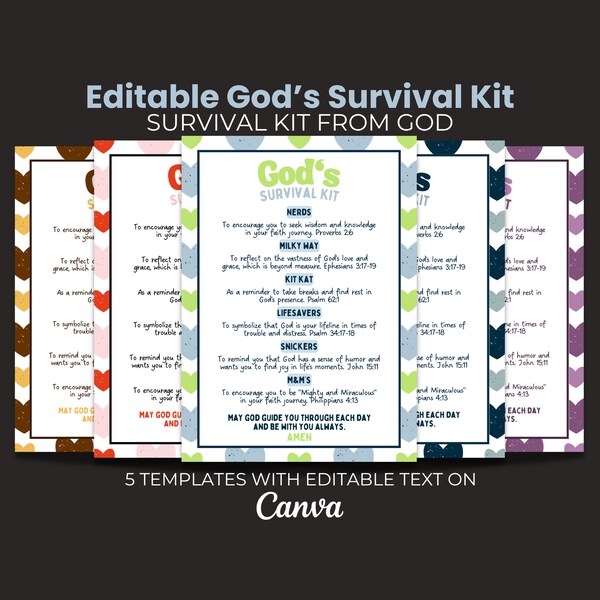 Editable GODs Survival Kit, Church Tag, Survival Kit from God, Christian Survival Kit, Prayer Survival Kit, Church Summer Camp, Easter