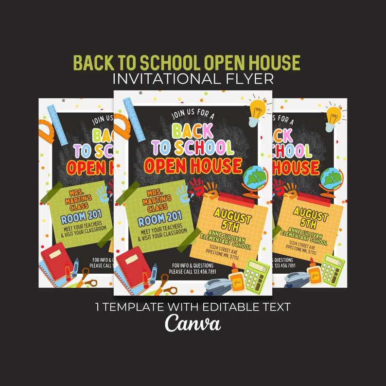 Editable Back to School Open House Flyer Printable Back to Etsy