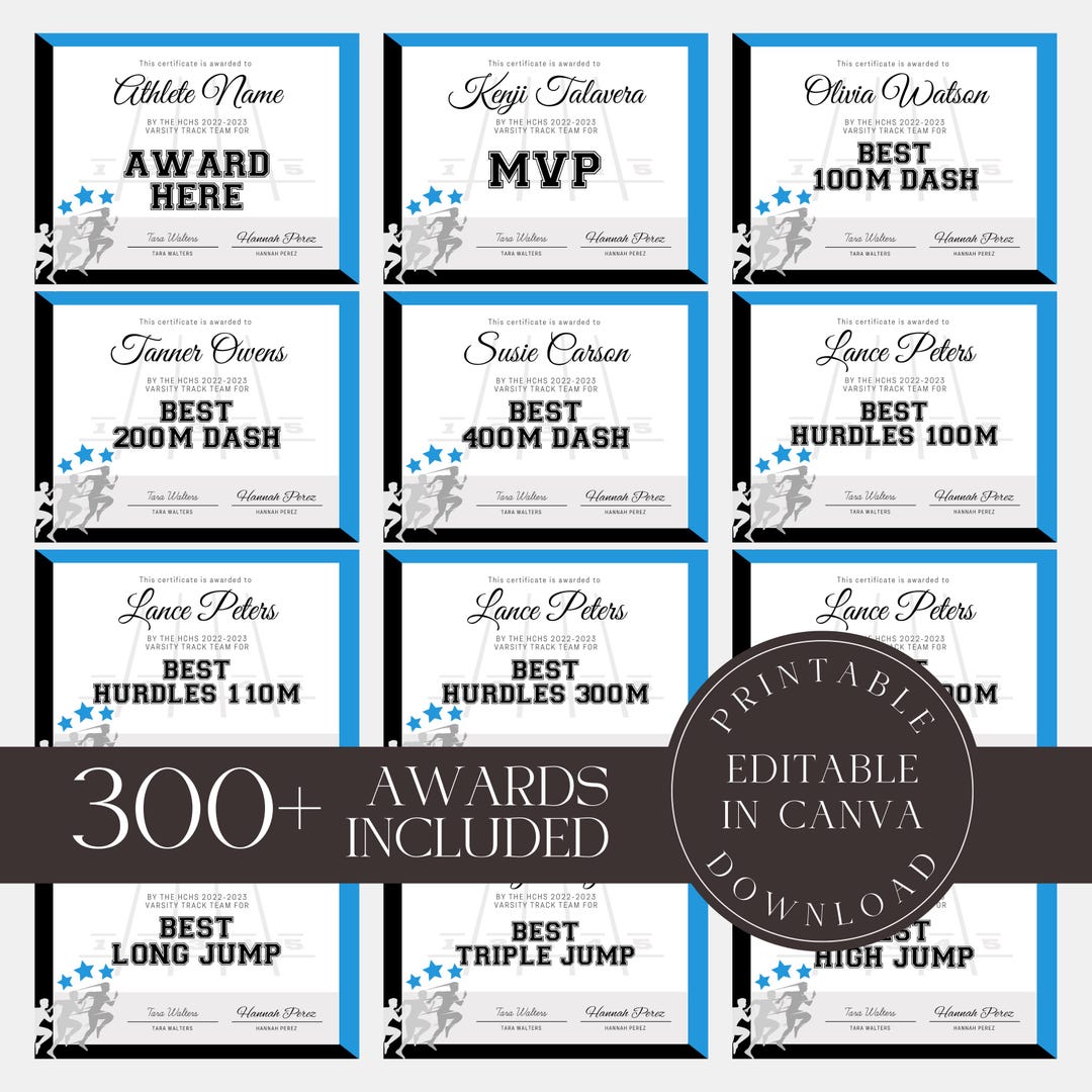 Editable Track and Field Awards Bundle Track and Field Certificate ...