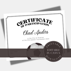 Modèle de lot de certificats de récompense de football modifiable Bundle imprimable Modèle de toile de cadeau de récompense de récompense de football de fête d'équipe