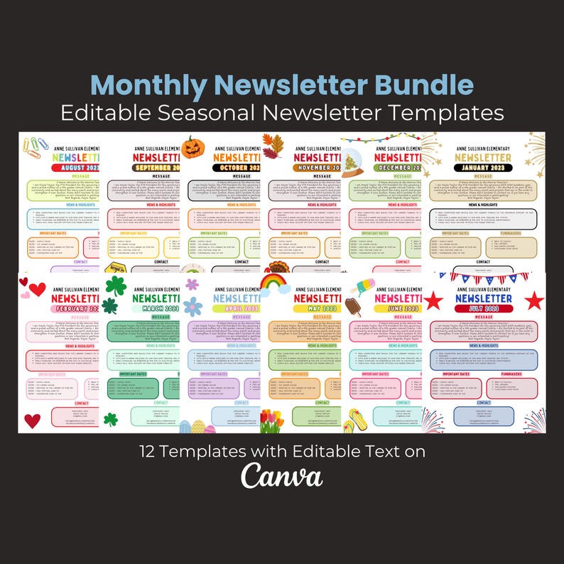 Newsletter Template, Newsletter, Monthly Newsletter, School Newsletter