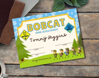 Bobcat Cub Scouts Certificate Printable - Etsy