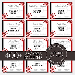 Gepersonaliseerde cheer-awards | Certificaatsjabloon cheerleading | Bewerkbare Cheer Superlatives Appreciation Awards | Aangepaste eindejaarsprijzen