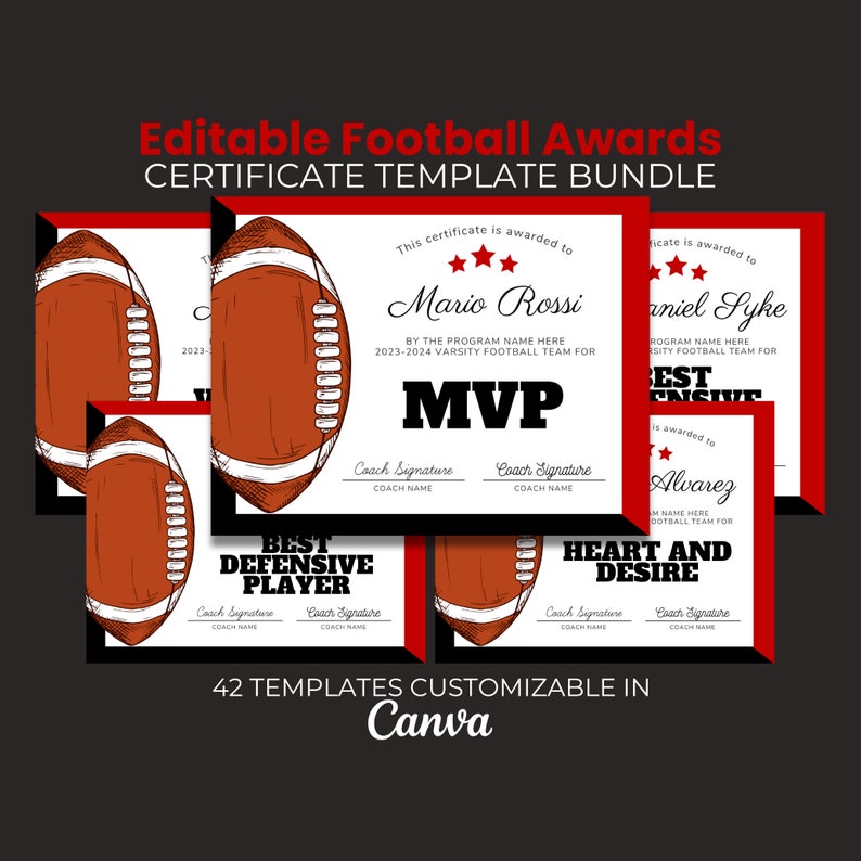 Editable Football Awards Bundle, Football Award Certificate, Team Party