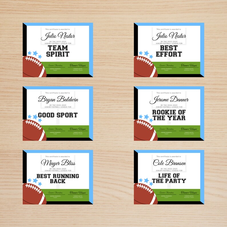 Editable Football Awards Template Bundle, Football Award Certificate