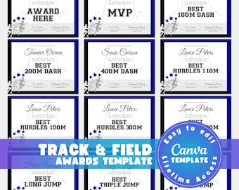 Editable Track and Field Awards Template, Custom Running Award Certificates, Cross Country Team Gift for Team Coach, Printable Digital Canva
