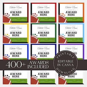 Editable Football Award Certificates Team MVP, Canva Template (PDF)
