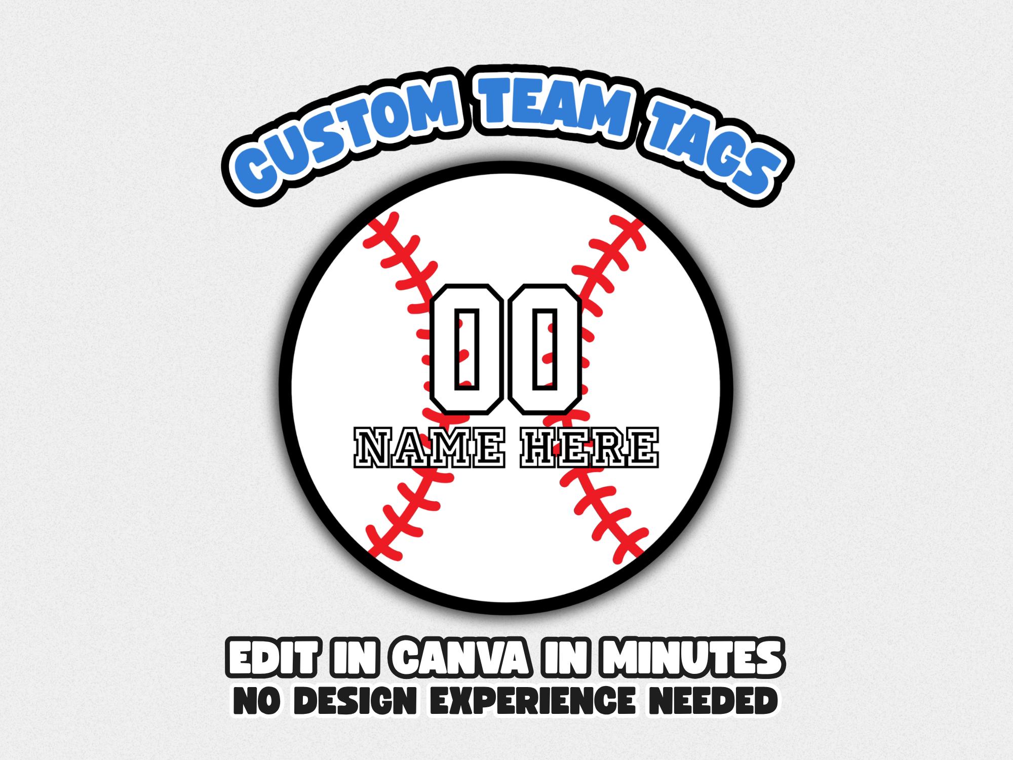 Baseball Sport Team Name Tag Template, Editable Locker Hang Tag ...