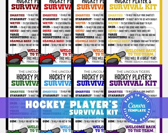 Hockey Team Survival Kit, Editable Sport Team Survival Kits for Start of Season, Gifts for Baseball Players from Coach and Parents