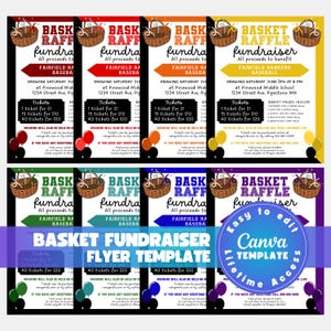 Editable Basket Raffle Ticket Fundraiser Flyer Raffle Fundraiser Template Sports Fundraiser PTO PTA Church School Charity Raffle Ticket