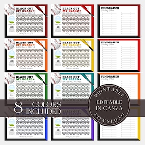 Editable Baseball Raffle Board Baseball Fundraiser Printable Pick a Date to Donate Pay the Date Black Out My Board Fundraisers