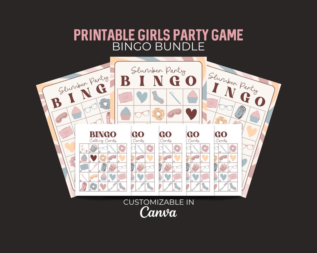 Printable BINGO Slumber Party Games Girls Sleepover Games - Etsy