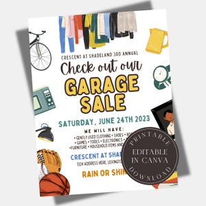 Editable Yard Sale Flyer Garage Sale Flyer Neighborhood Yard Sale Summer Rummage Sale Garage Sale Template Printable Yard Sale Sign,