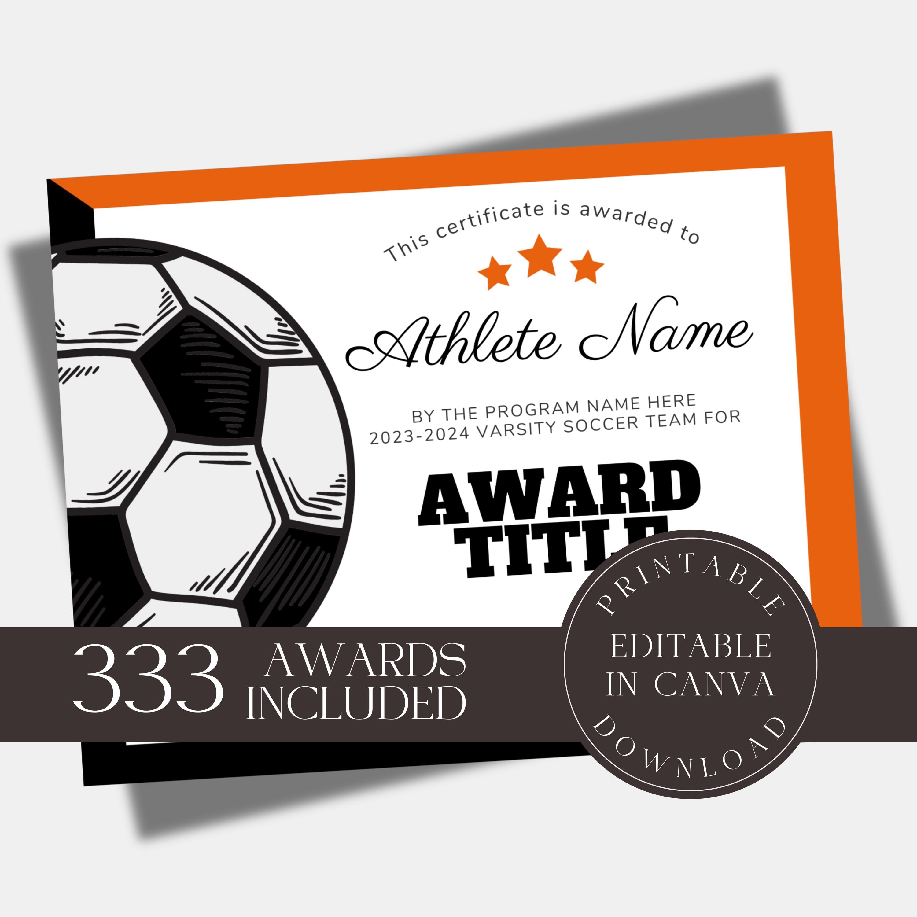 Editable Soccer Award Certificate Bundle Team Awards canva Template editable-soccer-award-certificate-bundle-team-awards-canva-template