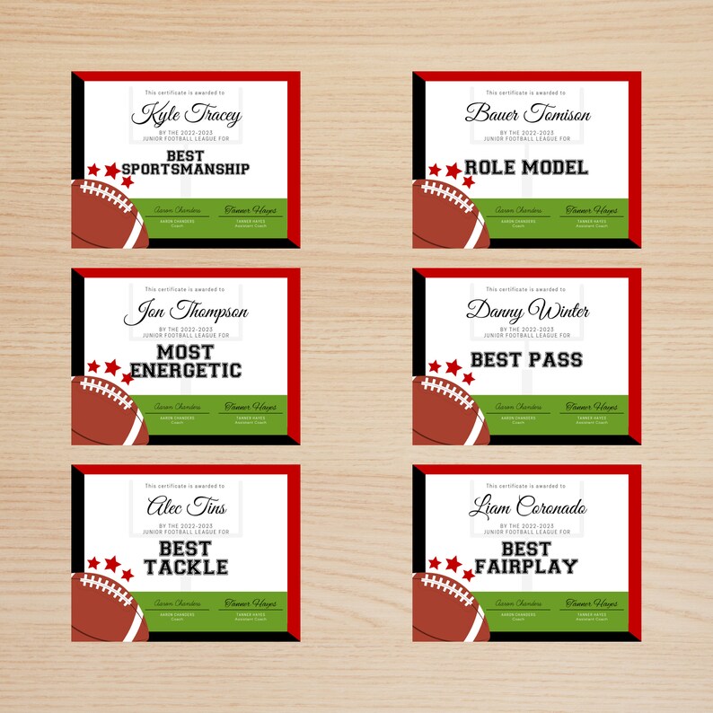 Editable Football Awards Bundle, Football Award Certificate, Team Party