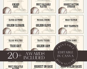 Personalized Baseball Award Certificates Custom Team Awards Baseball Certificate Baseball Team Awards for Baseball Players and Coaches