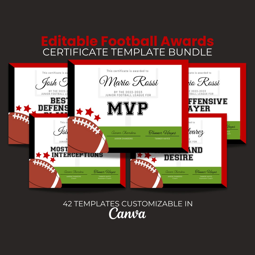 Editable Football Awards Bundle, Football Award Certificate, Team Party