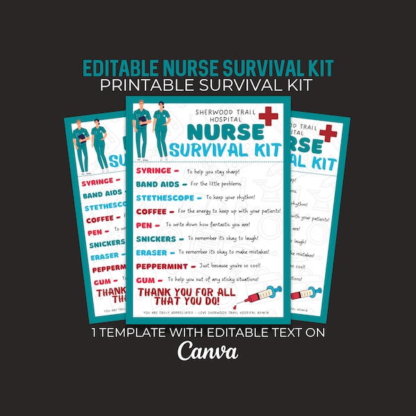 Nursing Survival Kit Template Etsy