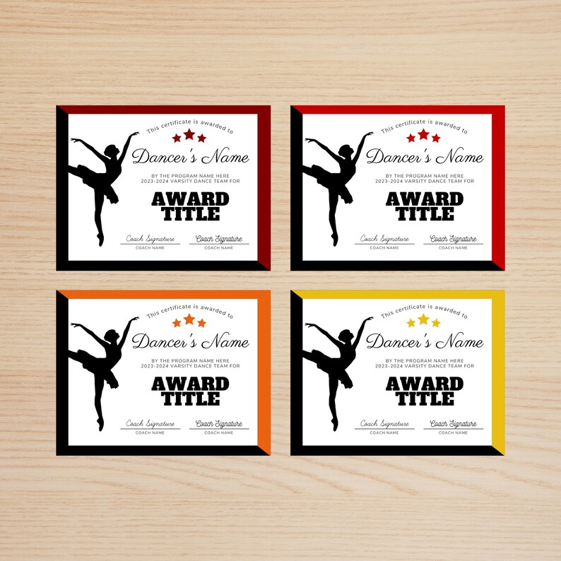Editable Dance Team Certificate Dancer Awards Printable - Etsy