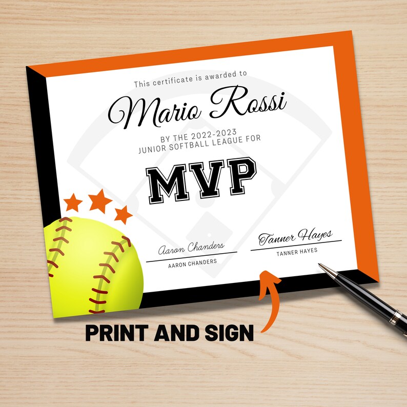 Editable Softball Award Certificate Bundle Canva Template Etsy